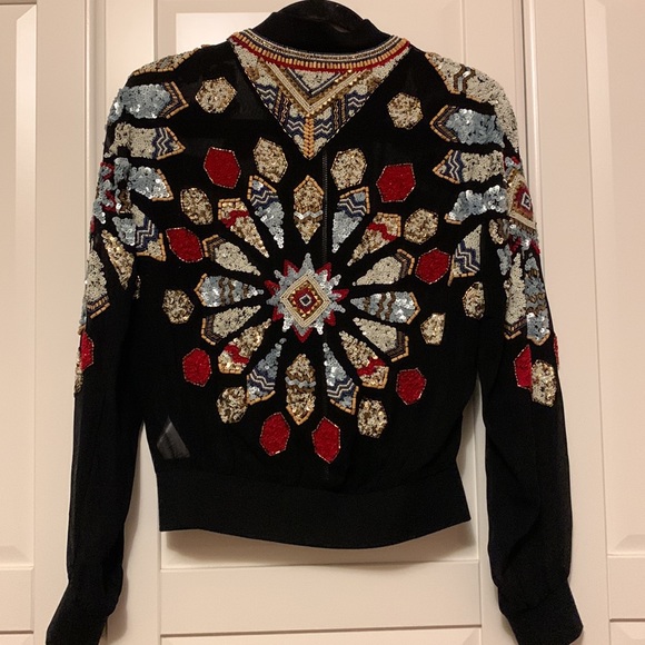 French Connection Bomber Sheer Sequence Jacket - Picture 3 of 5